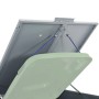 Detailaufnahme des Deckelmechanismus der grauen vidaXL Mülltonnenbox für 3 Tonnen.