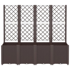 Brauner vidaXL Pflanzkübel mit Rankgitter, 160x40x140 cm, aus Polypropylen.