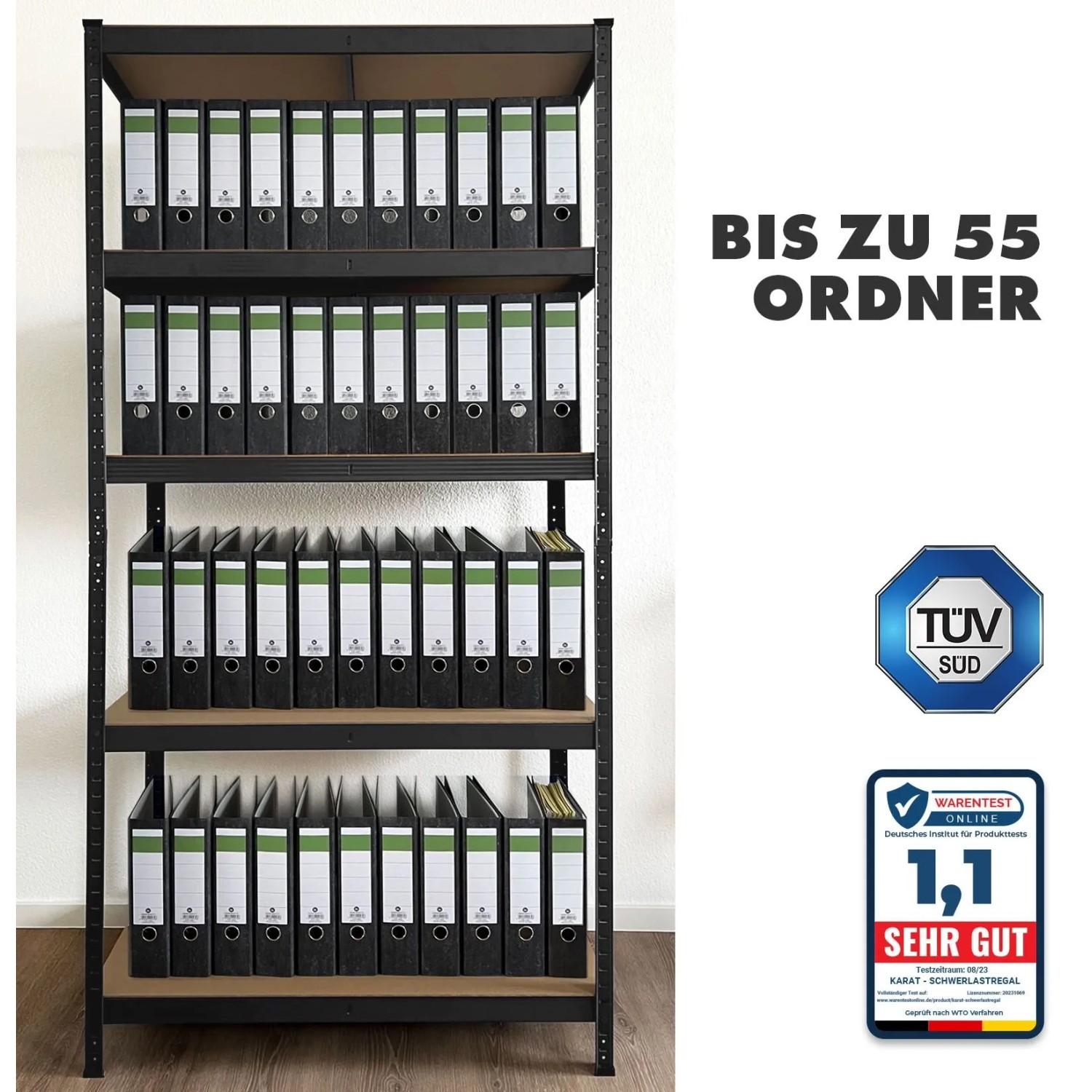 KARAT Schwerlastregal Lakota 2er Set Traglast bis 875 kg Schwarz 150 x 75 x 30 cm_4