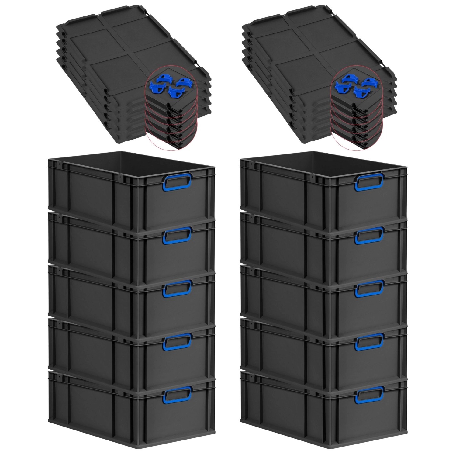 PROREGAL SparSet 10x Eurobox Nextgen Color Mit Auflagedeckel HxBxT 22x40x60 günstig online kaufen
