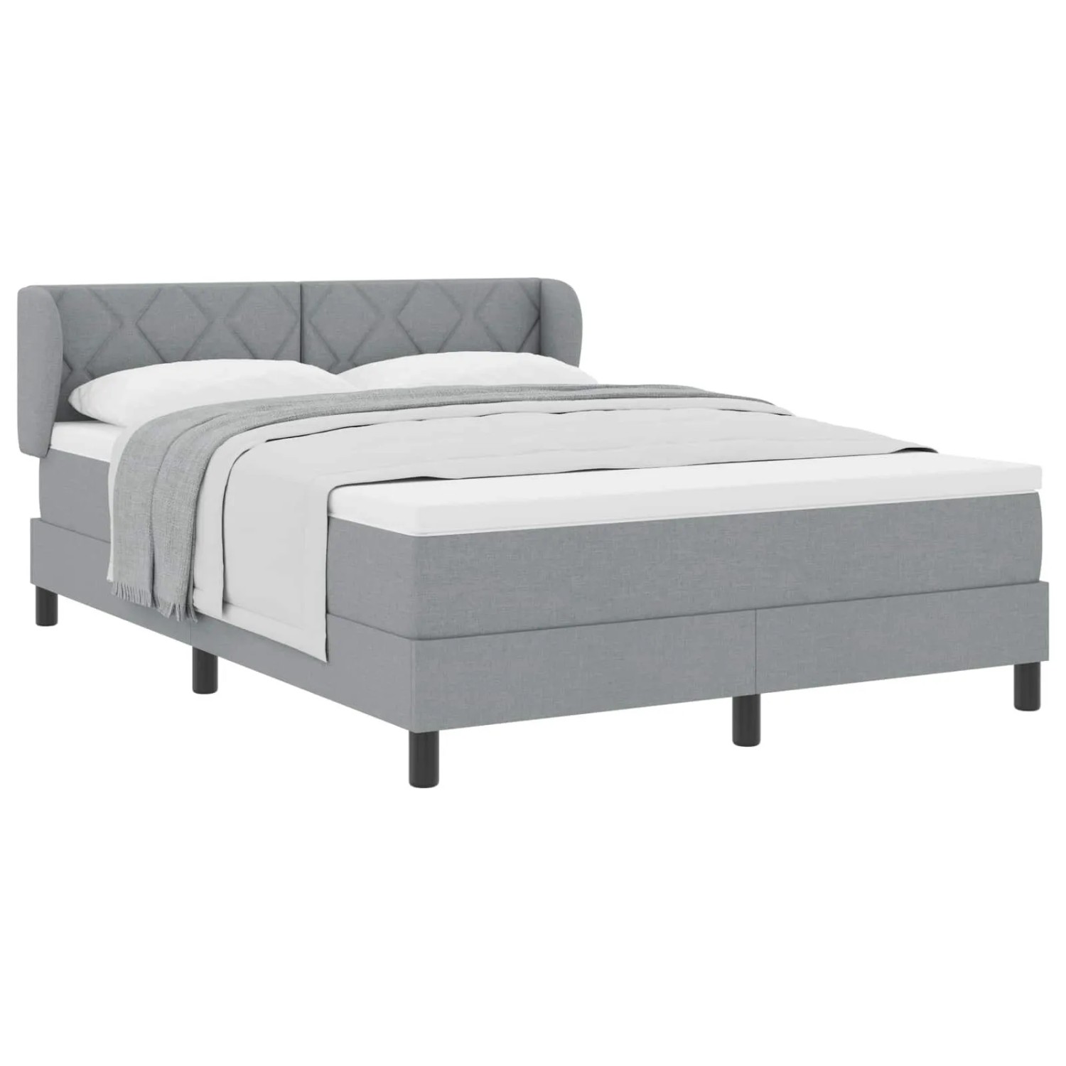 vidaXL Boxspringbett mit Matratze Hellgrau 160 x 200 cm Stoff 3340094