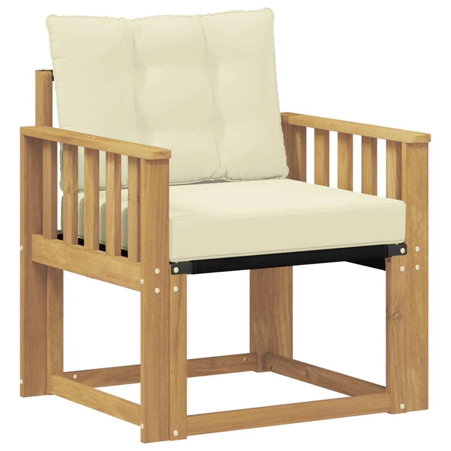 vidaXL Outdoor-Sofa Massives Akazienholz und Textilene Weiß 3439036
