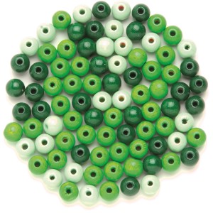 Holzperlen, Ø 15mm, 14 Stück, Grün-Mix, FSC® zertifiziert für Schmuckbasteln.