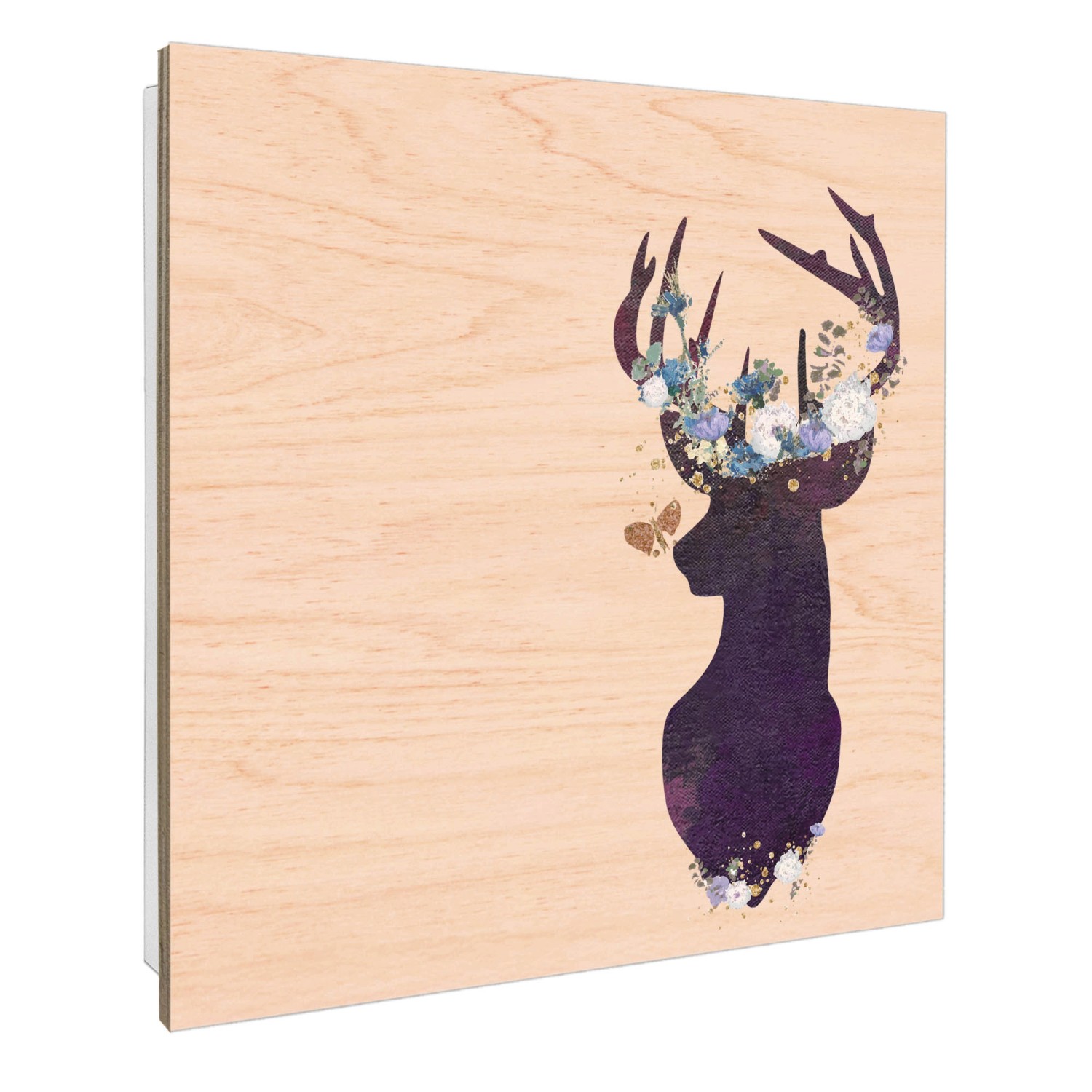 Banjado Schlüsselkasten mit Hirsch-Motiv, 30x30cm, weiße Schlüsselaufbewahrung für 50 Schlüssel.