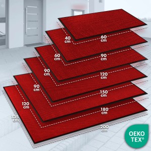 Rote KARAT Schmutzfangmatte SKY Novo in verschiedenen Größen mit TPE-Rücken.