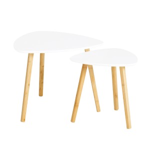 SoBuy Couchtisch 2er-Set Beistelltisch Satztisch fürs Wohnzimmer Weiß FBT74-W