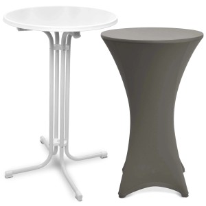 Beautissu Bellini Stehtisch Ø 80cm Weiß mit Stella Stehtischhusse Ø 80cm Anthrazit