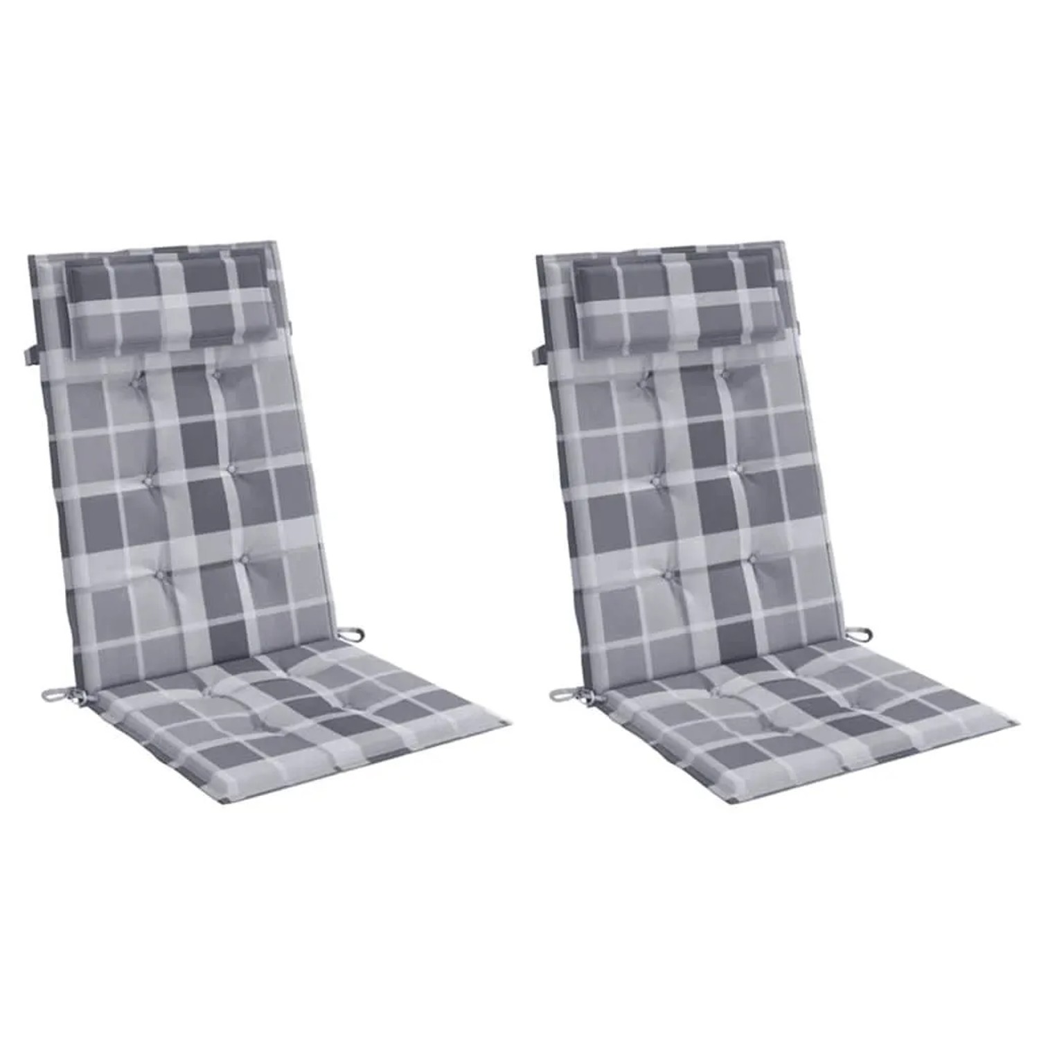 vidaXL Hochlehner-Auflagen 2 Stk Grau Karomuster Oxford-Gewebe 361916