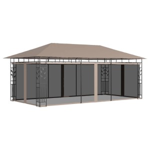 vidaXL Pavillon 6x3m in Taupe mit Moskitonetz und Stahlrahmen für Garten & Terrasse.