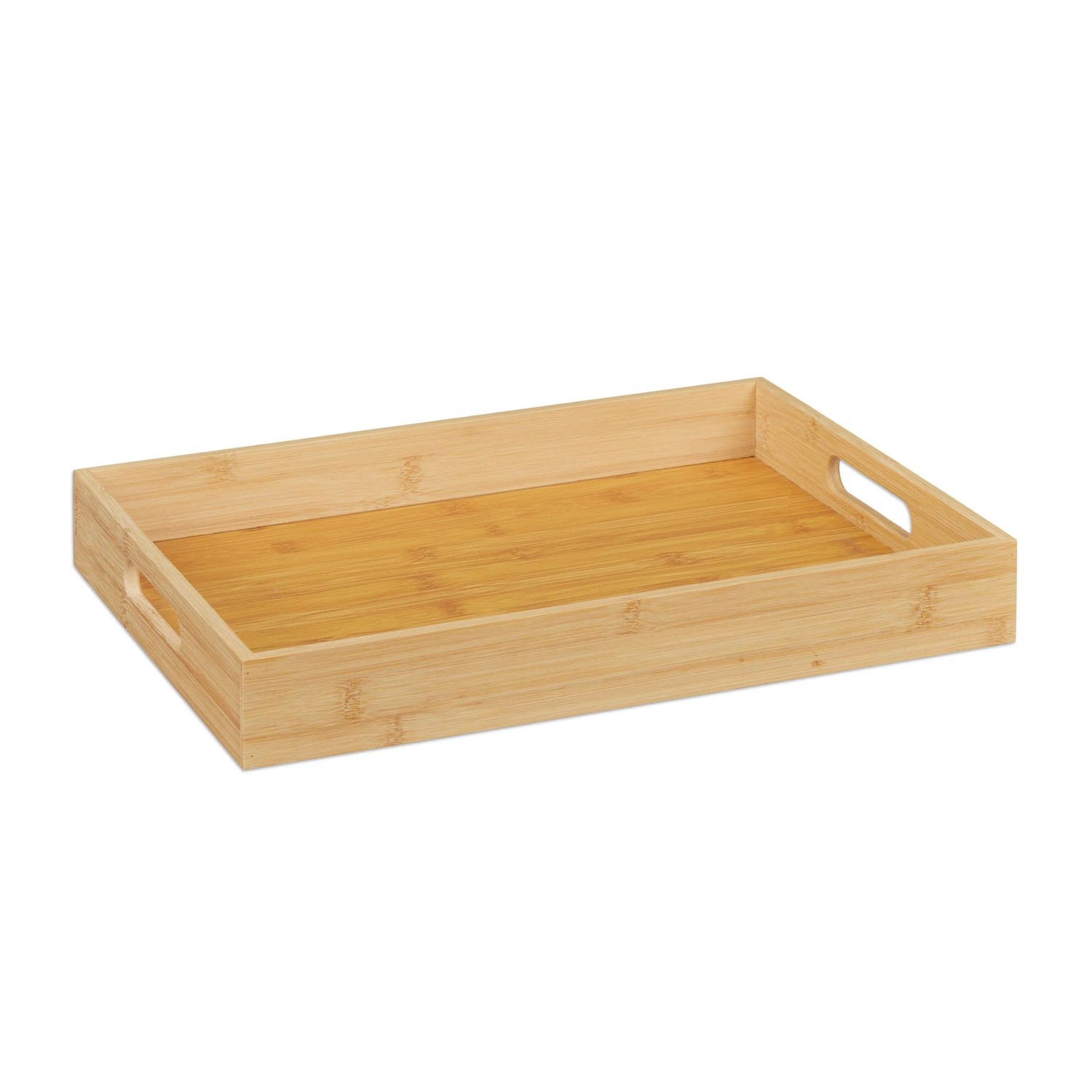 Relaxdays Frühstückstablett Bambus Natur Mit Griffen 4 cm x 30 cm x 20 cm 320 g