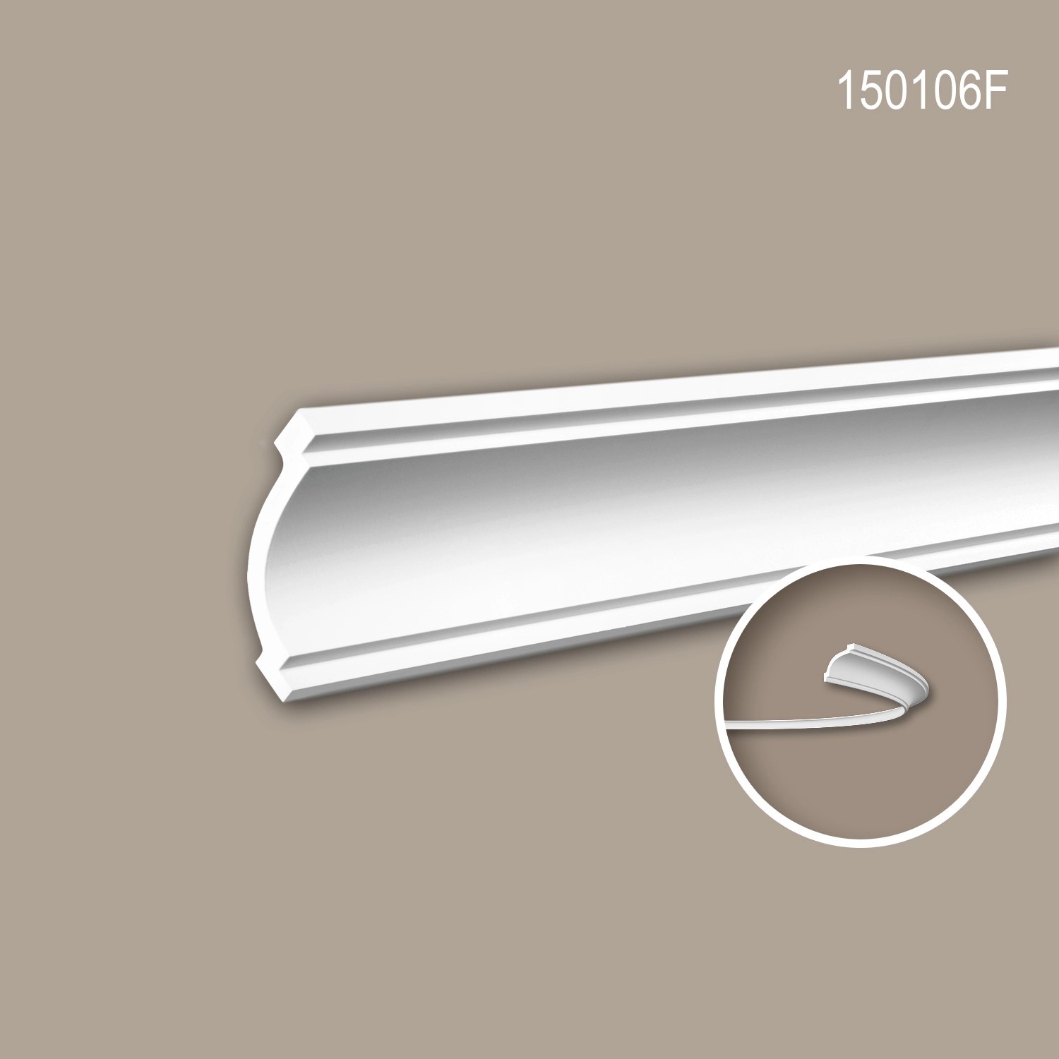 Flexible, weiße PROFHOME Eckleiste aus Polyurethan, 200 cm lang, für den Innenbereich.