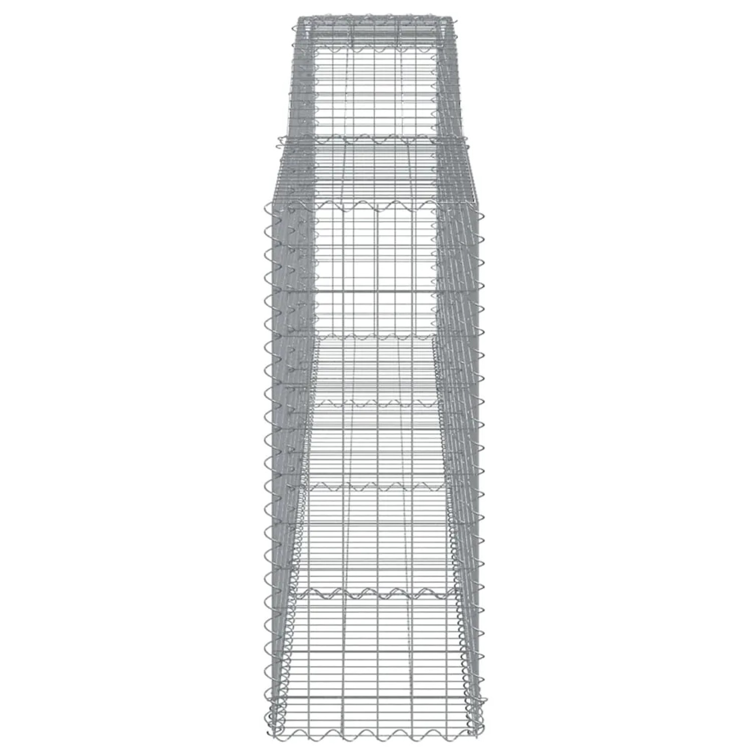Set aus 7 Gabionen mit Hochbogen, 400x50x120/140cm, aus verzinktem Eisen für den Garten.