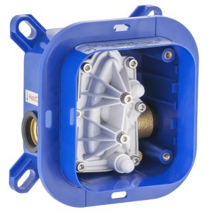 pianura Universal-Grundkörper Unterputz für Wannenarmaturen, blaue Box mit Anschlüssen.