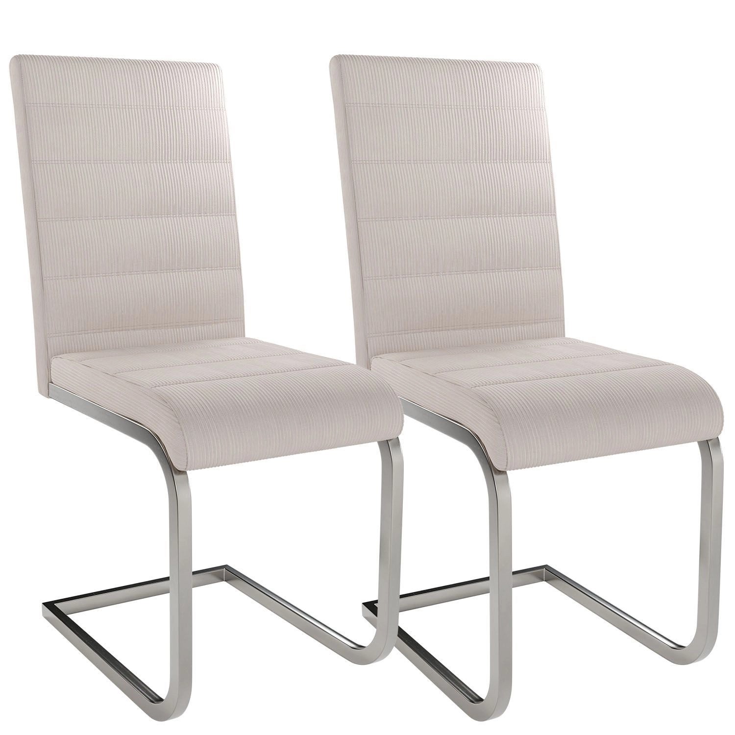 Juskys Freischwinger Stuhl Vegas 2er Set Cord Beige günstig online kaufen