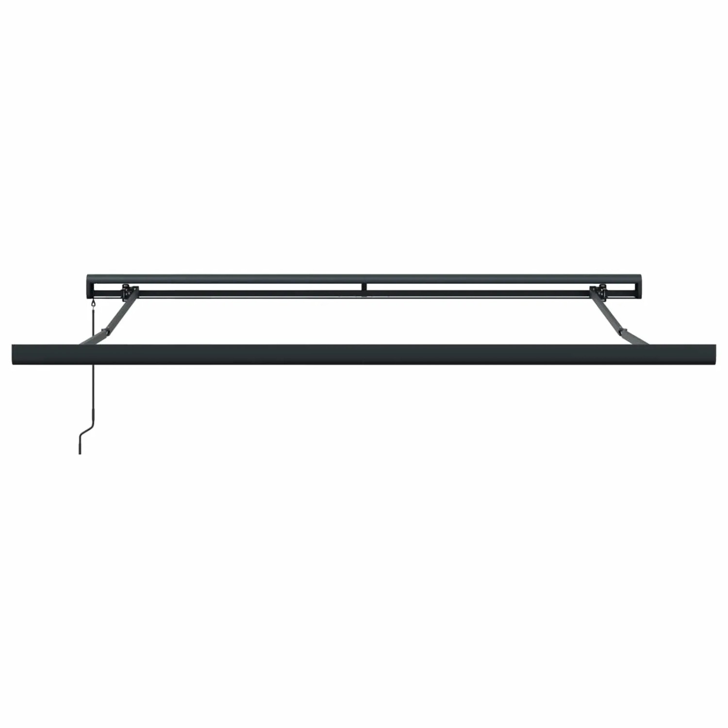 Eingezogene vidaXL Markise, dunkler Metallrahmen mit Kurbel. Die 300x250 cm Markise ist einziehbar.