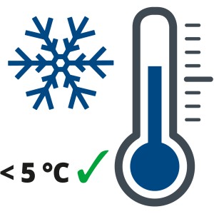 Symbol für Winterlademodus unter 5°C für Einhell Batterieladegerät.