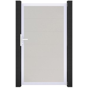GroJa Steckzaun Tor BasicLine Universal-DIN EV1 Weiß, 100x180cm, mit Alu-Rahmen.