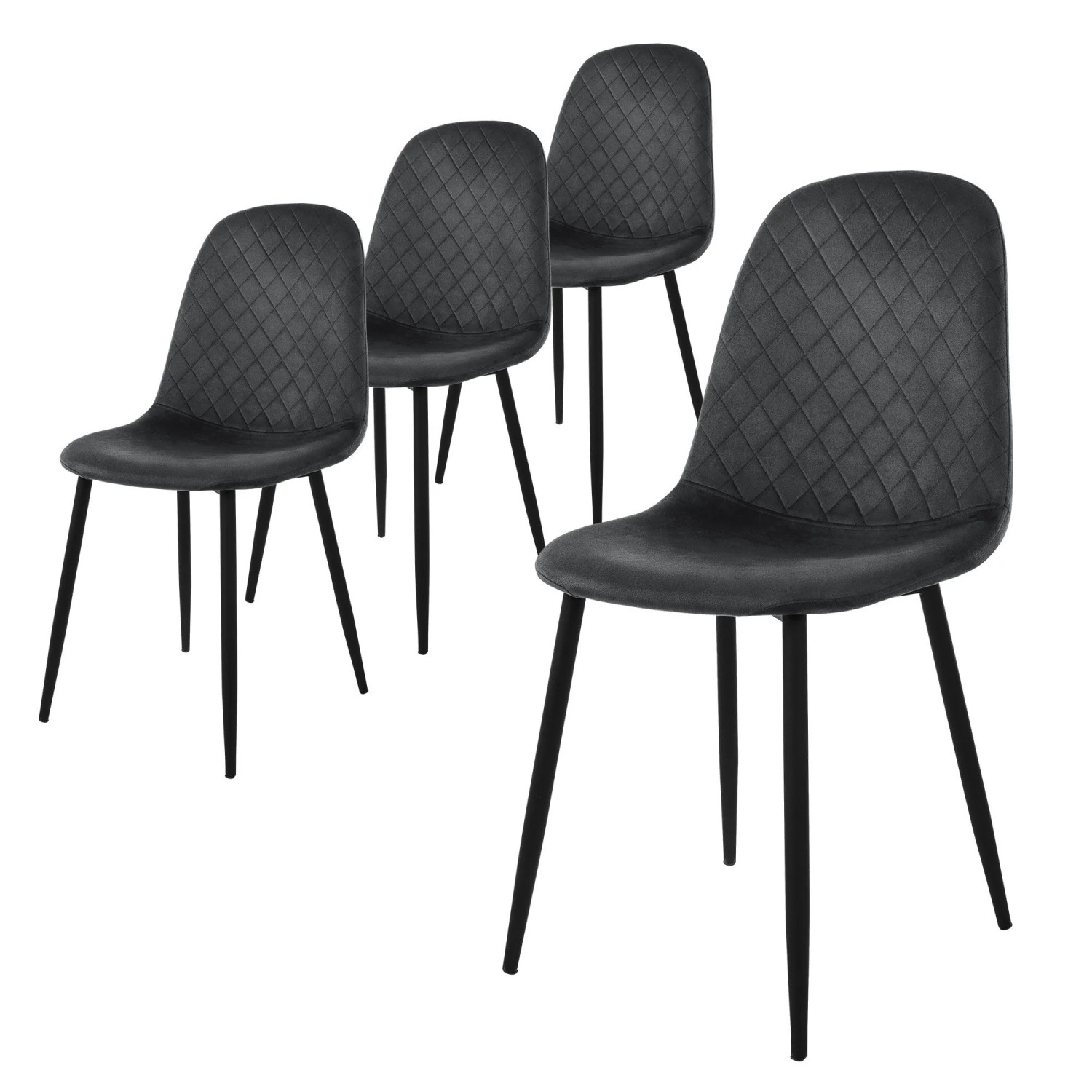 ML-Design Esszimmerstühle 4er Set Anthrazit Samtbezug Metallbeine