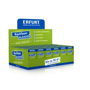 Erfurt Rauhfaser-Kleister 200g im Display. Gebrauchsfertig in 10 Min, hohe Klebkraft für Rauhfaser- & Papiertapeten.
