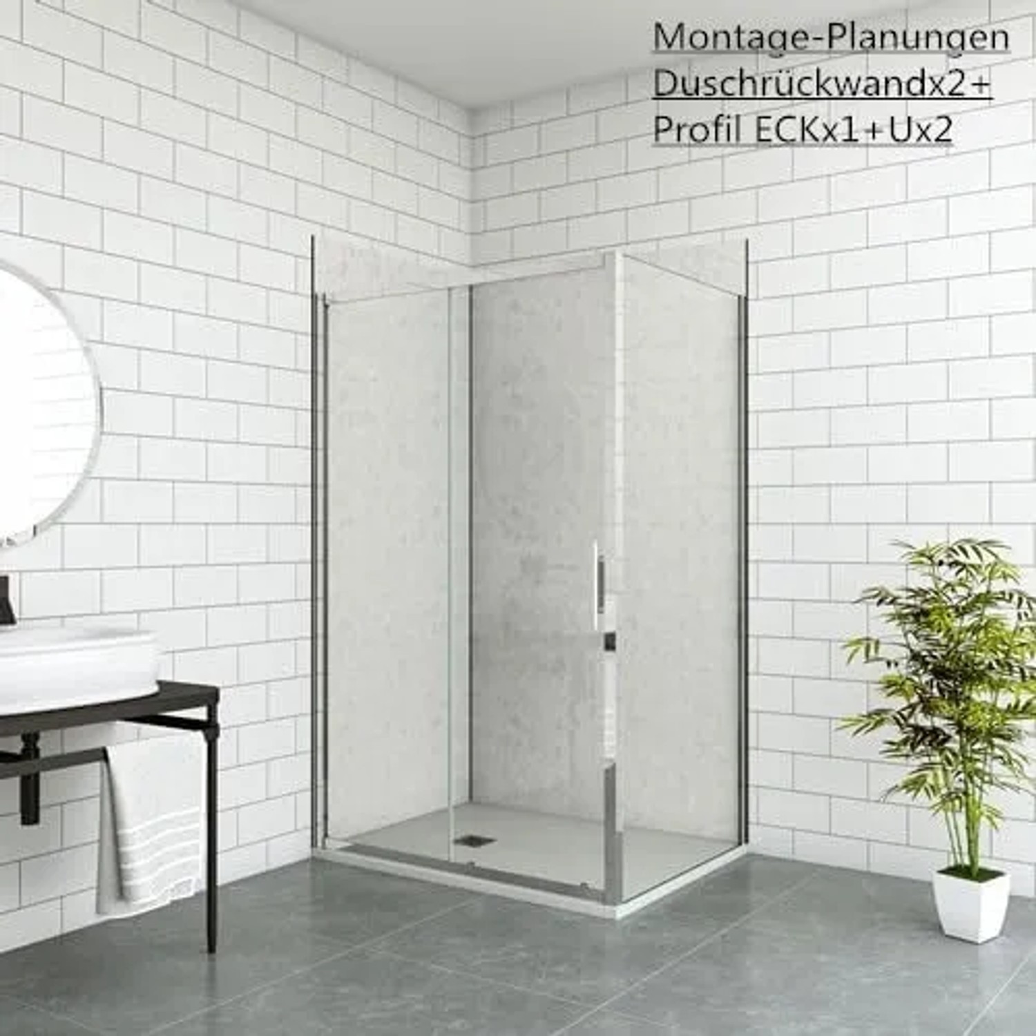 Duschparadies Duschrückwand 100x210cm Duschrückwände Wandverkleidung Premium Aluverbundplatte 3mm Fliesenersatz Zementgrau_4