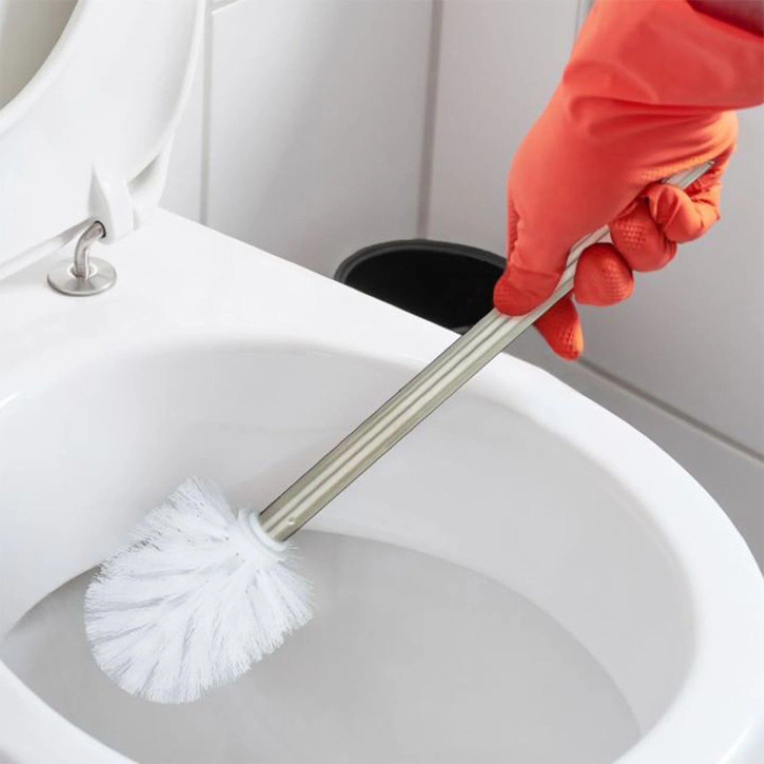 Relaxdays WC-Bürste Kunststoff Edelstahl Weiß Silber 5er Set Abnehmbar 35 cm x ø 8 cm_2