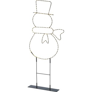 Metall-Lichtfigur Schneemann, 69,5 cm hoch, mit warmweißen Mini-LEDs für Außen & Innen.