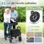 Schwarzer Costway Rollator mit Luftreifen, 2-in-1 Rollstuhl für Sport & Fitness, max. 140 kg.