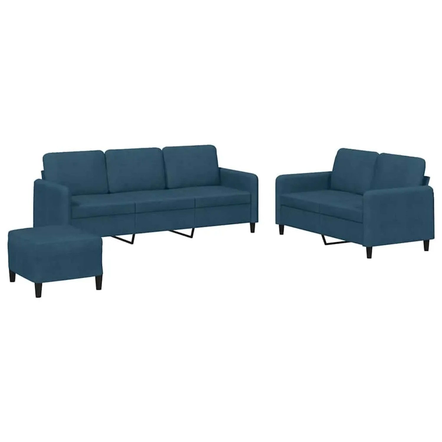 vidaXL 3-Tlg Sofagarnitur Blau Samt 3202033