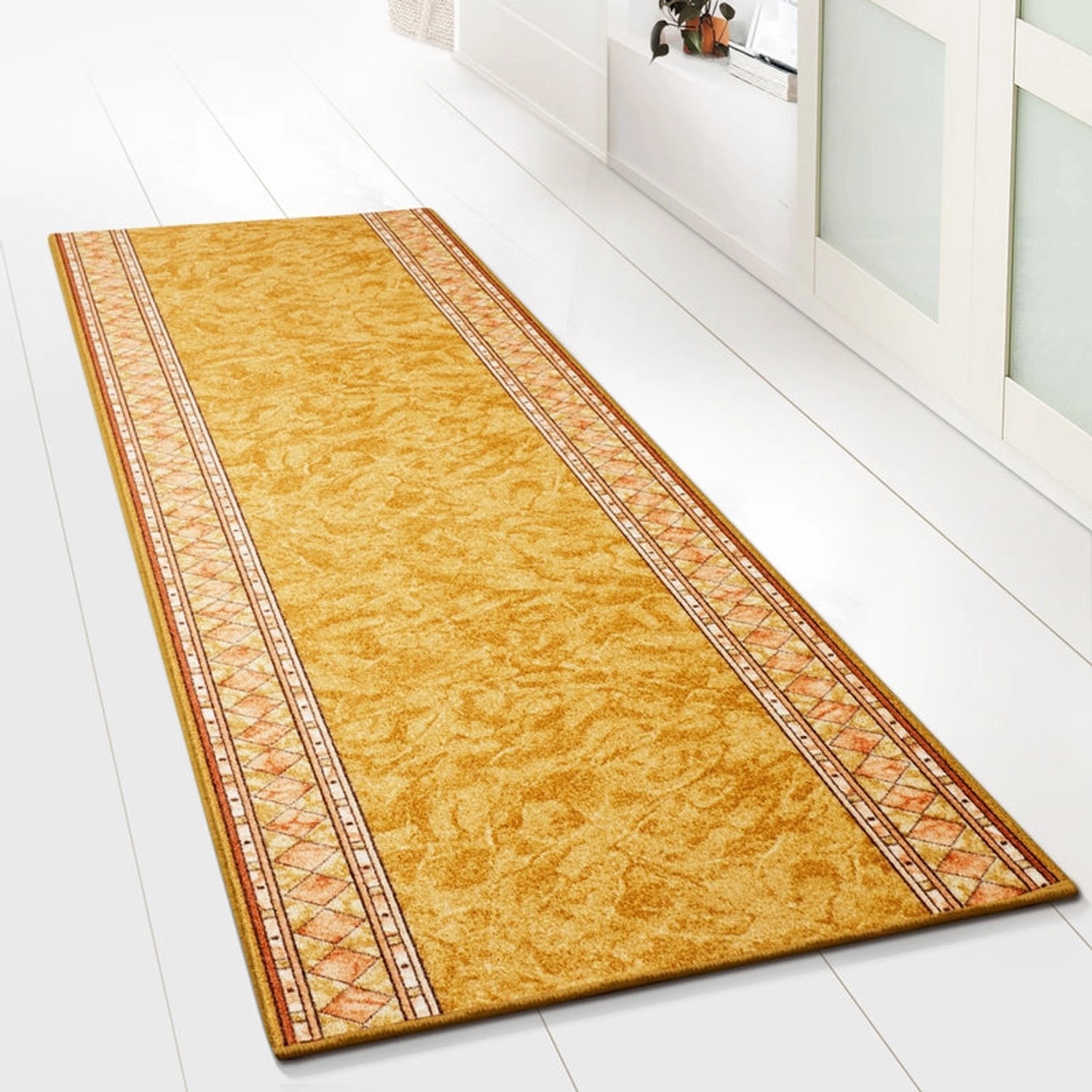 KARAT Teppichläufer Olymp 80x250cm Beige - Rauten Design Für Flur & Küche