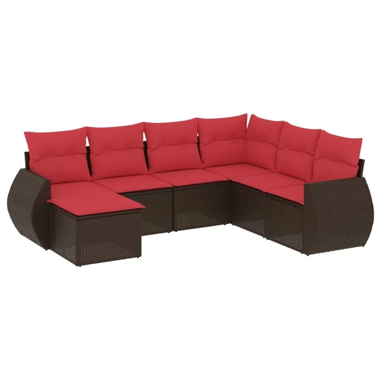 vidaXL 7-Tlg Gartensofa-Set mit Kissen Braun Polyrattan 3221703 günstig online kaufen