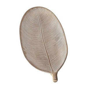 Boltze Dekoschale Avaro XS in Blattform, MDF NaturMatt, gravierte Oberfläche.