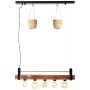 Brilliant Pendelleuchte Bankwood, 5-flammig, Holz/Schwarz. Hängelampe mit Holzbalken und fünf Leuchten.