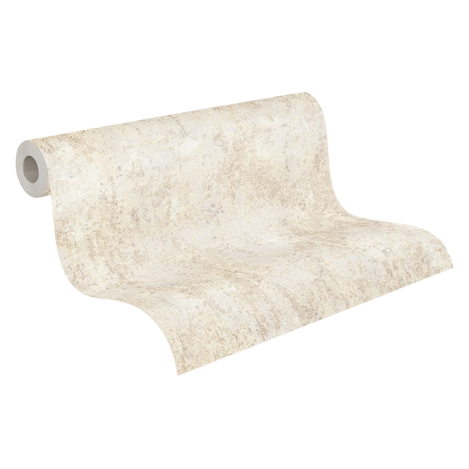 Beige Vliestapete mit Holzblock- und Ethno-Muster von A.S. Creation, 10,05 m x 0,53 m.
