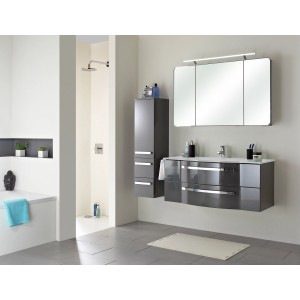 Pelipal Waschbeckenunterschrank Serie 4005, Steingrau, 115 cm breit, mit zwei Schubladen und Softclose.