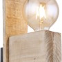 Wandleuchte ADALIE aus Holz und Metall in Schwarz-Matt und Dunkelbraun. Rustikale Wandlampe für Innenräume.