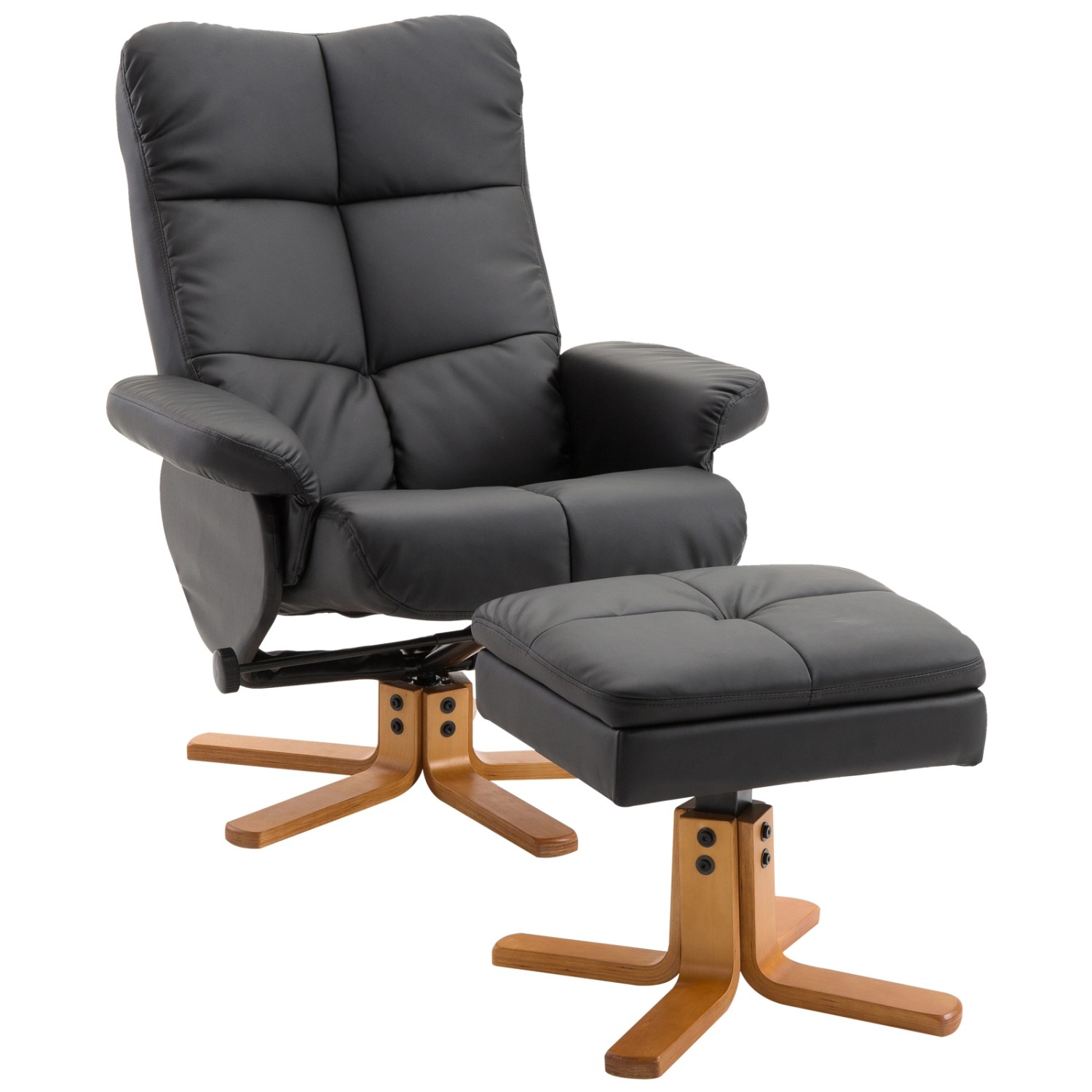 HOMCOM Relaxsessel mit Hocker Stauraum Liegefunktion Drehbar Schwarz 80 x 8 günstig online kaufen