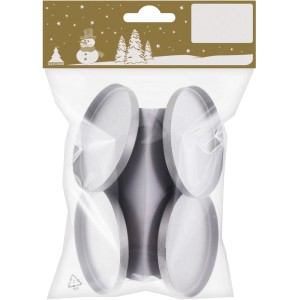 Weihnachtliche Teelichthalter, 4er Set, silber matt, Ø 6cm, für stimmungsvolle Weihnachtsdekoration.