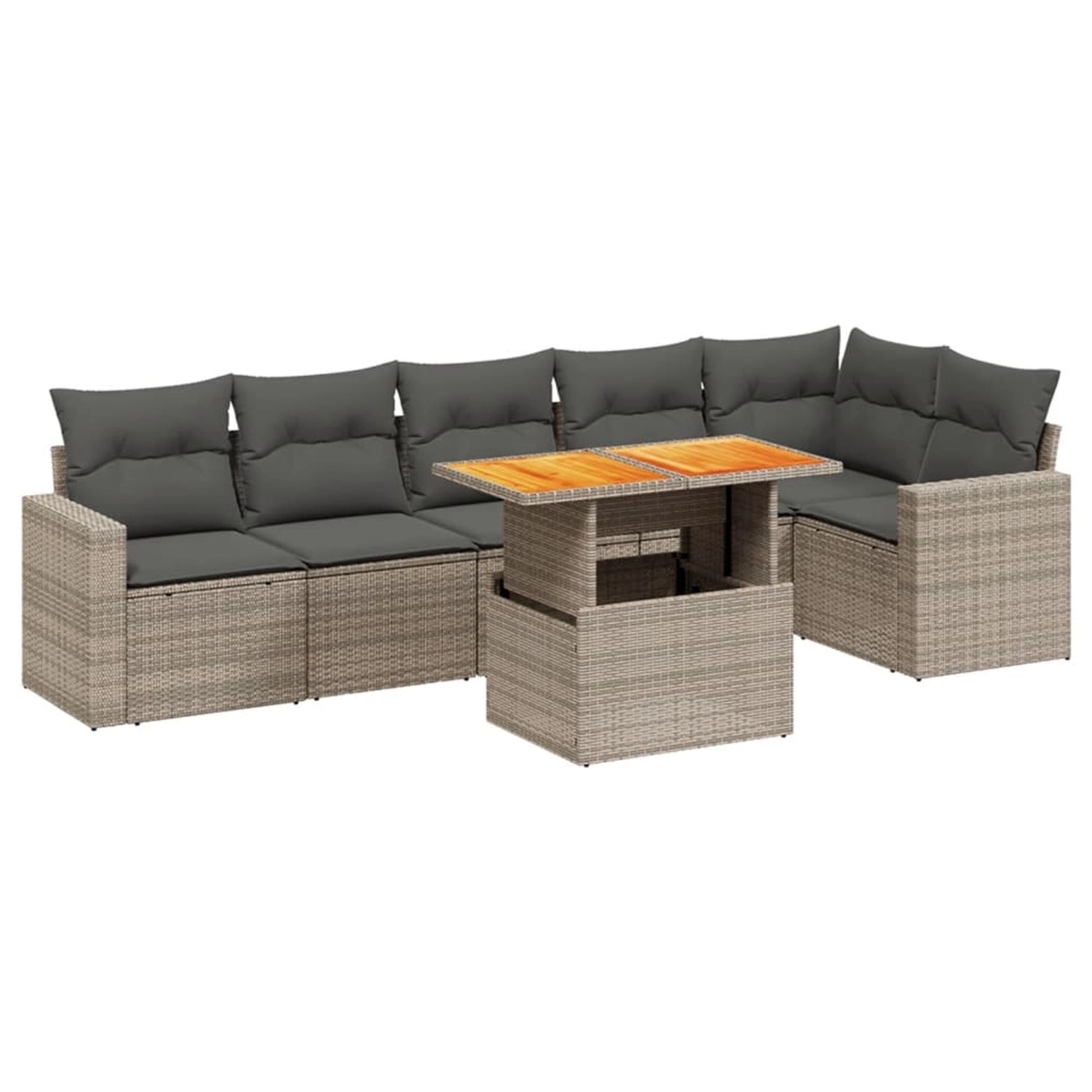 vidaXL 7-Tlg Garten-Sofagarnitur mit Kissen Grau Poly Rattan 3271326 günstig online kaufen