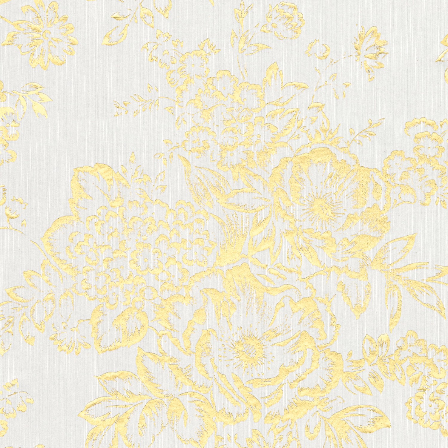 Bricoflor Metallic Tapete Elegant Vlies Textiltapete mit Blumen in Weiß Gold Textil Vliestapete Floral Ideal für Wohnzim