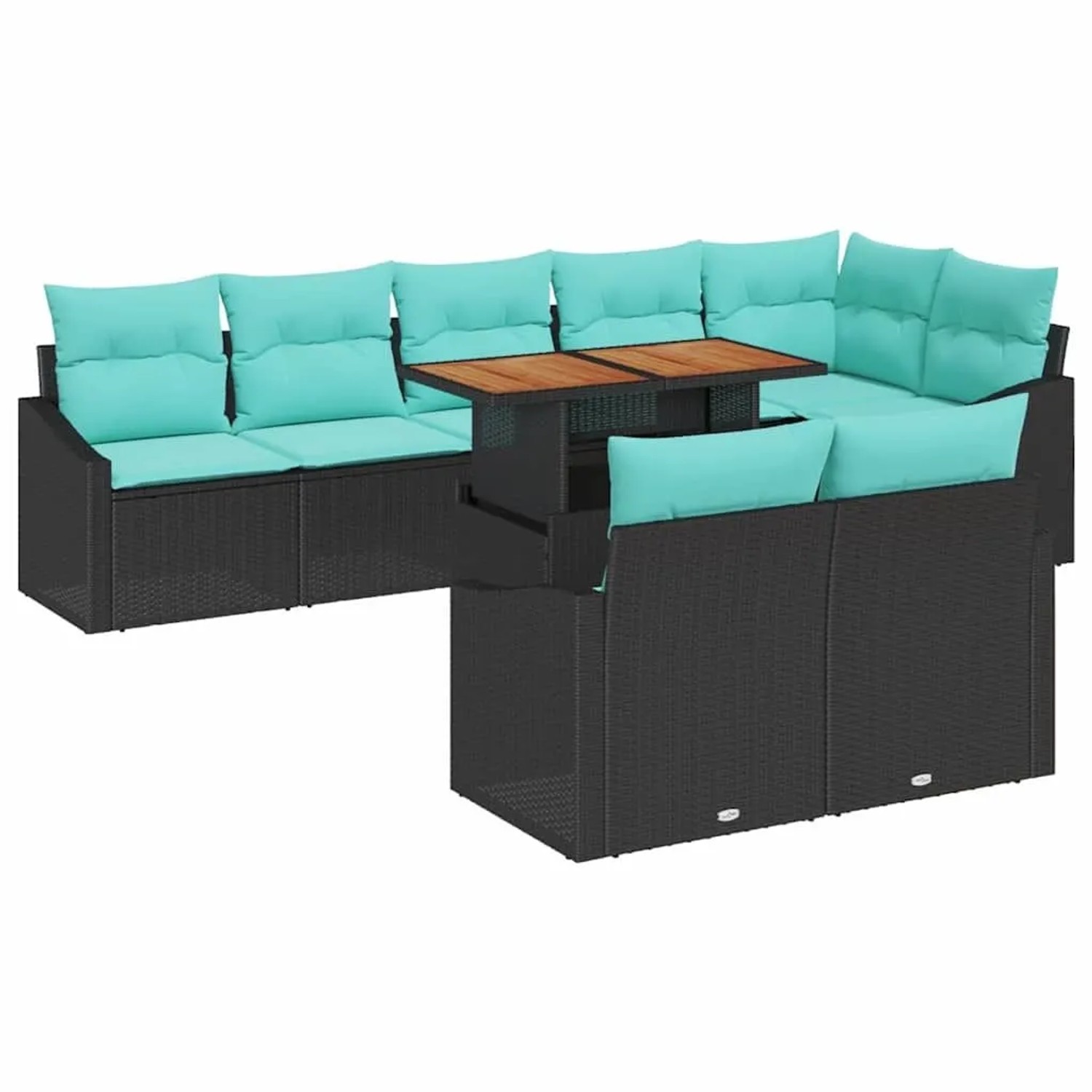 vidaXL Garten Essgruppe mit Kissen 9-Tlg Schwarz und Teal 3349857