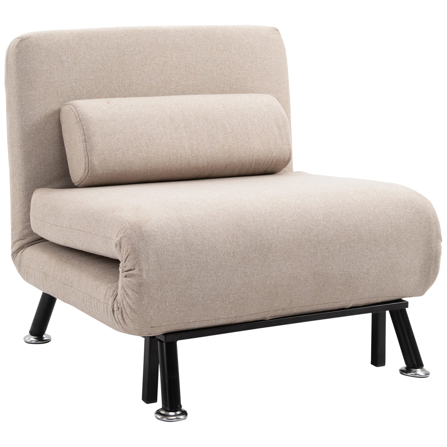 HOMCOM Schlafsessel Stahl Polyester Beige 75L x 70B x 75H cm günstig online kaufen