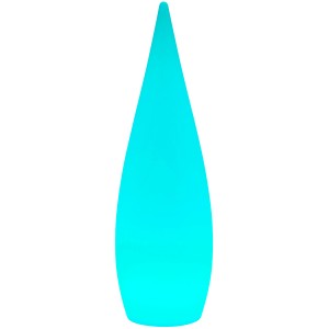 Weiße Reality LED Stehlampe Palmas für den Außenbereich, leuchtend türkis.