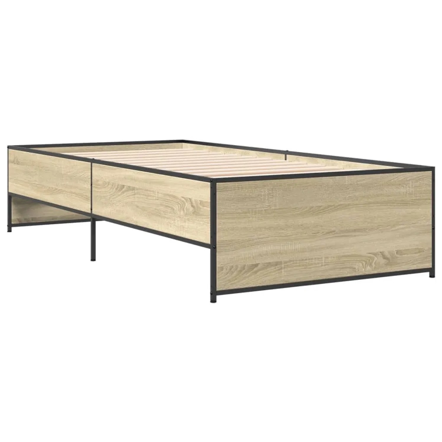 vidaXL Bettgestell Sonoma-Eiche 75x190 cm Holzwerkstoff und Metall 845252 günstig online kaufen