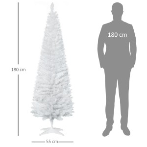 HOMCOM Weihnachtsbaum, 180 cm, weiße Kunsttanne mit Ständer, 390 Äste.