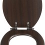 Offener WC-Sitz Wengé von Wenko aus MDF mit Absenkautomatik und Chrom-Scharnieren.
