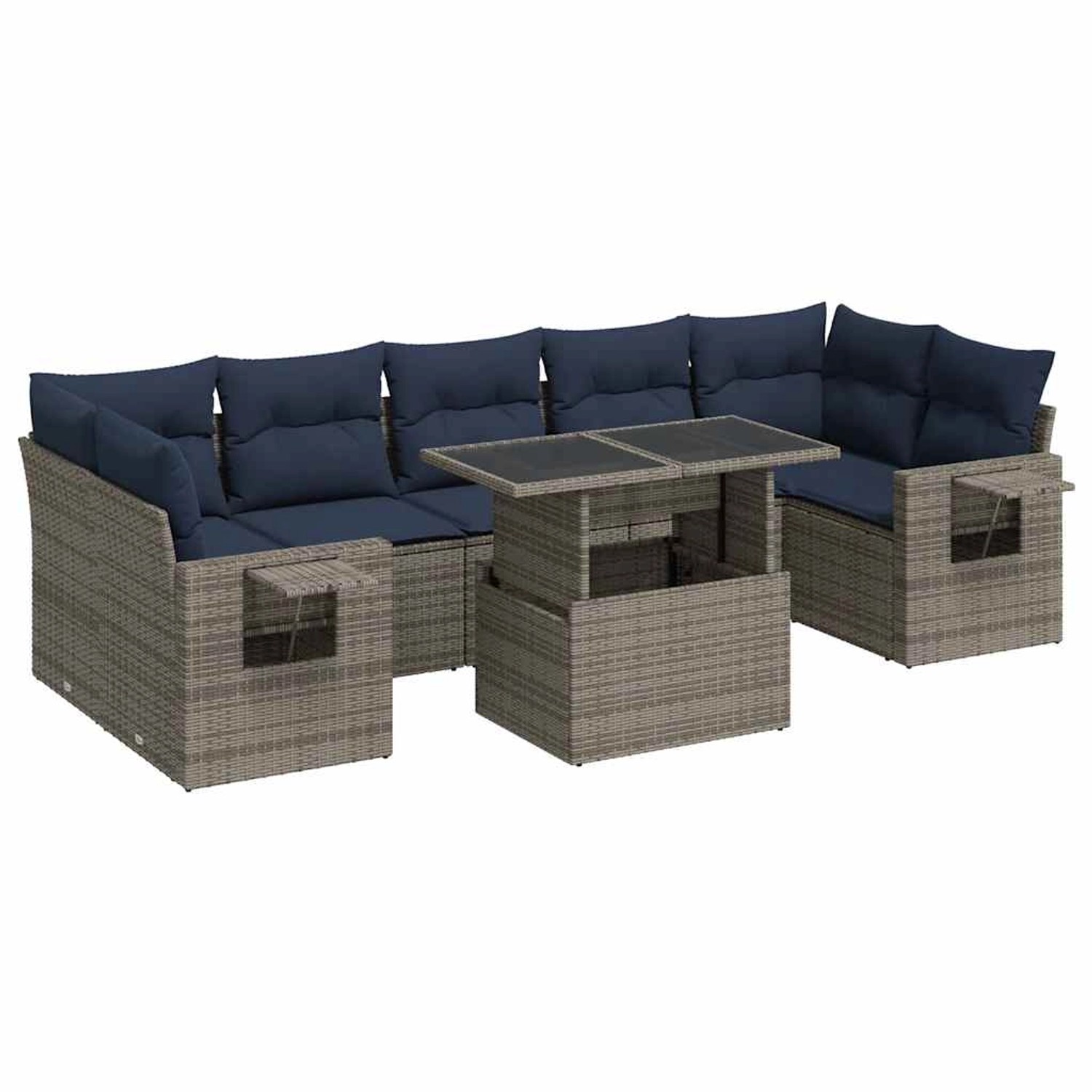 vidaXL 8-Tlg Garten-Sofagarnitur mit Kissen Grau Poly Rattan 3326442 günstig online kaufen