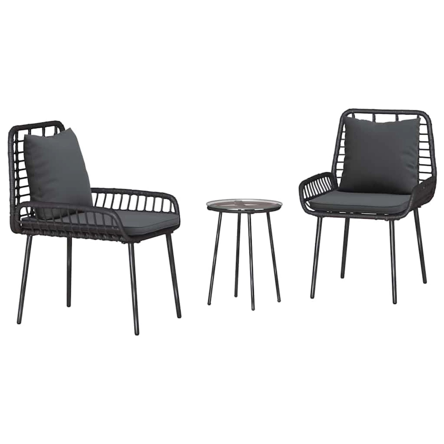 vidaXL Garten Essgruppe 3-Tlg Schwarz Anthrazit Poly Rattan Stahl 42010356 günstig online kaufen
