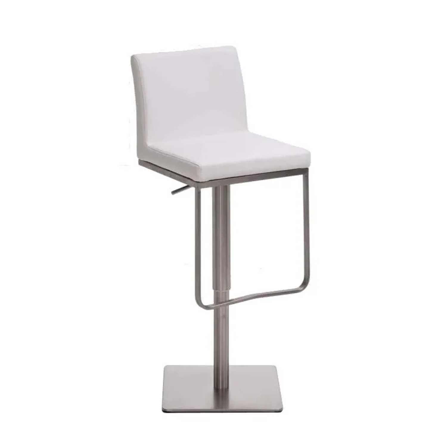 DELUKE Barhocker CARIN Kunstleder Weiß 42x44x86cm Silber Barstuhl Höhenverstellbar Mit Lehne Drehbar Tresenhocker Tresenstuhl