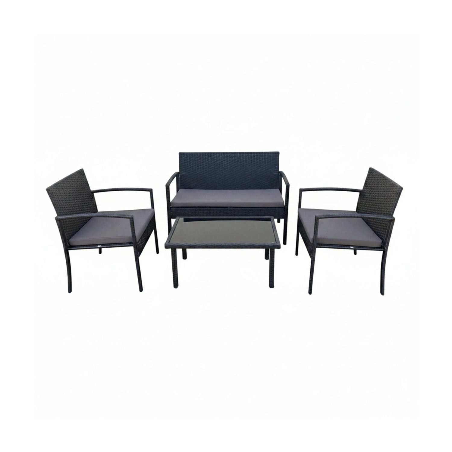 Relaxdays Gartenmöbel Set Polyrattan Schwarz 4-teilig 106 cm x 58 cm x 78 cm