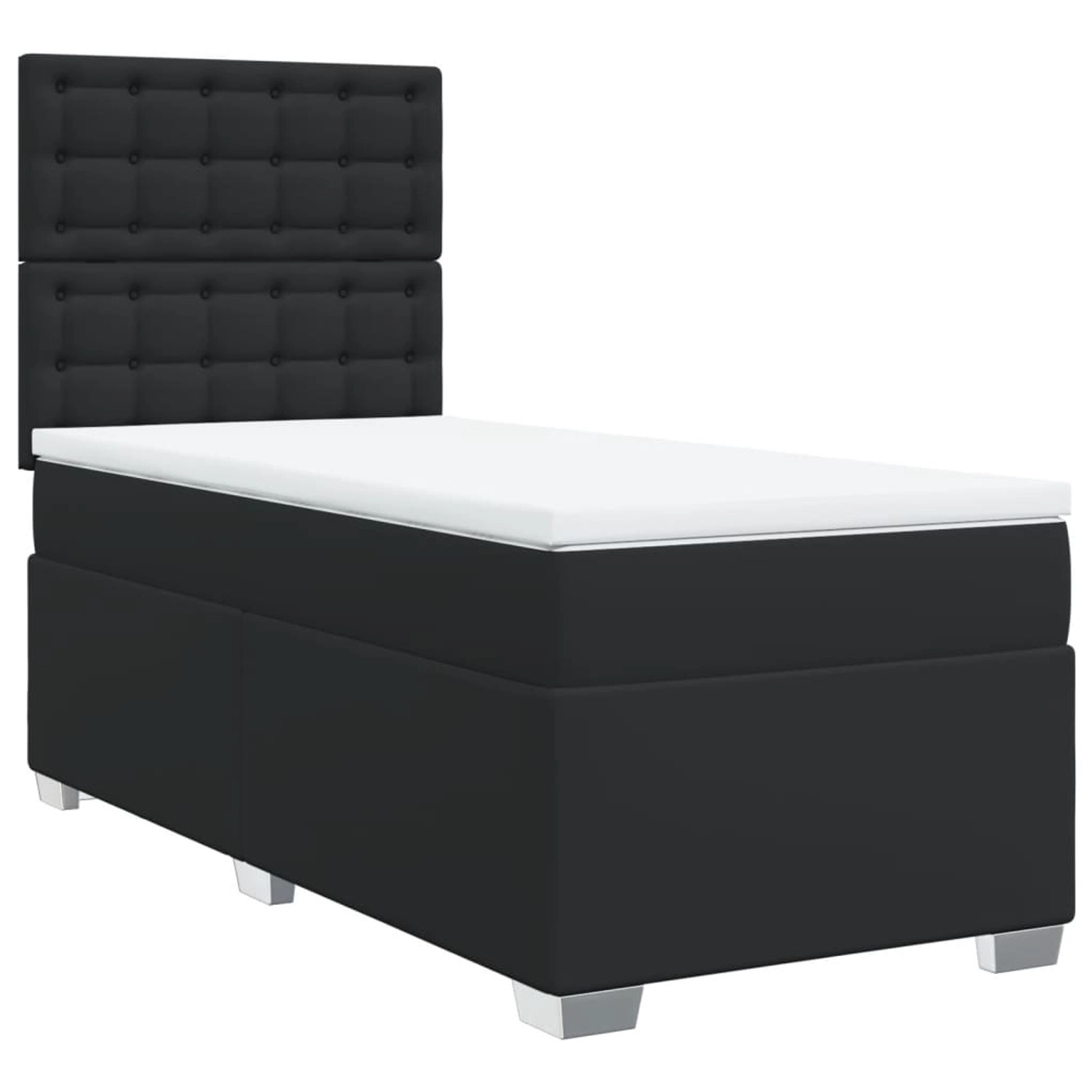 vidaXL Boxspringbett mit Matratze Schwarz 100x200 cm Kunstleder 3290708 günstig online kaufen